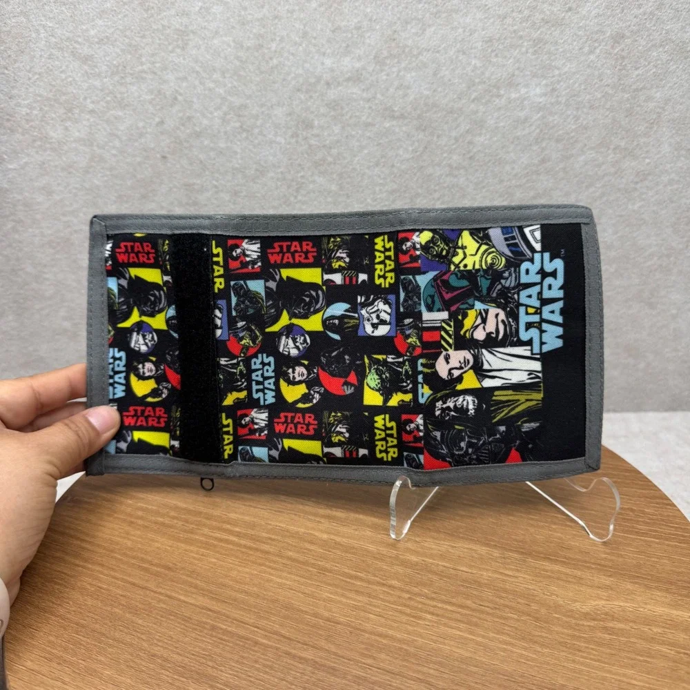Star Wars Trifold Canvas‎ Wallet OS Black Gray Darth Vader Leia Retro Geekcore